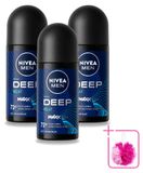 NIVEA MEN Deep Beat Déodorant roller - 50 ml - Lot économique - 3 pièces