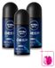 NIVEA MEN Deep Beat Déodorant roller - 50 ml - Lot économique - 3 pièces