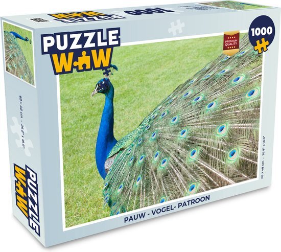 MuchoWow Puzzel Pauw - Vogel- Patroon - Legpuzzel - Puzzel 1000 stukjes volwassenen - Sinterklaas cadeautjes - Sinterklaas voor grote kinderen