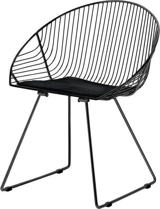 AURORA Eetkamerstoel - Zwart - Stalen frame - Set van 2