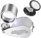 Sans marque Loupe de bijouterie pliable 40x avec lumière LED claire et détecteur UV