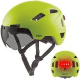 GOOFF Pilot 3-in-1 Snorfiets Helm met Verlichting en Vizier - Speed Pedelec Fietshelm voor Volwassenen - NTA 8776 - Snorscooter Helm met LED Licht - Goedgekeurd voor Blauw Kenteken en E Bike - Dames en Heren - S - Fluor Geel