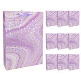 Idena 30382-10 - Geschenkzakjes Dot, 10 stuks, papieren zakjes in paars met gouden stippen, 25 x 8 x 34,5 cm