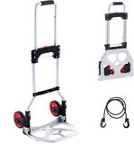 Vevor Steekwagen Opvouwbare Transportwagen Van 80 Kg Gemaakt Van Aluminiumlegering En Kunststof Stapelwagen met Verstelbare Handgreep 715-930mm Opvouwbare Trolley Inclusief Bindtouw Compact Formaat voor Opslag