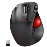Elecom EX-G Linkshandige Trackball-muis, 2,4 GHz draadloos, duimbediening, 6-knopsfunctie, ergonomisch ontwerp, rode bal, Windows11, macOS (M-XT4DRBK-G)