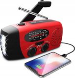 bez marki Noodradio AM/FM met handkrik, zonnepaneel, 2000mAh powerbank en LED-zaklamp