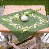 Vervaco Tafelkleed Kit Witte Bloemen 72x72cm