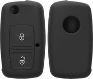 kwmobile autosleutel hoesje geschikt voor VW Skoda Seat 2-knops inklapbare autosleutel hoes - TPU autosleutel behuizing - Beschermende auto sleutel case - Sleuteletui in zwart