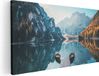 Artaza Canvas Schilderij Twee Bootjes Op Het Meer In De Bergen - 120x60 cm - Foto Op Canvas