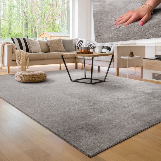 Paco Home Moderne woonkamer tapijt kortpolig wasbaar zacht uni effect bont antislip 120x160 cm