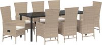 vidaXL Tuinset, 9-delig, beige, polyrotan