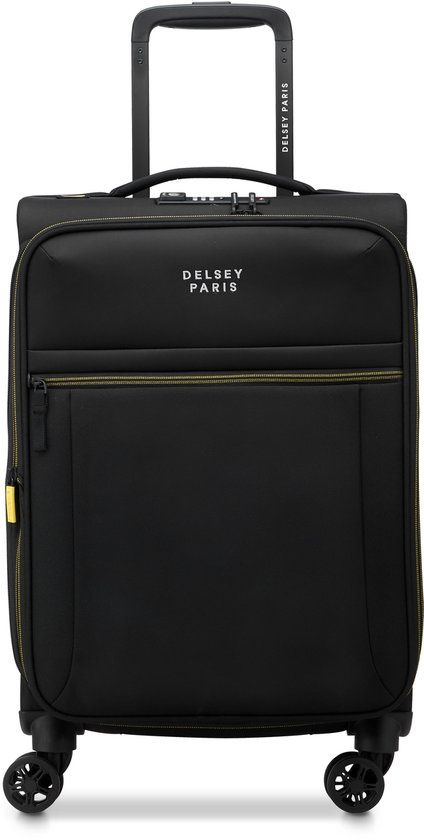 Delsey Brochant 3 Uitbreidbare Handbagagekoffer 55 cm – Gerecycled rPET – 40L – 2,1 kg – TSA Slot – ZIP SECURITECH® 2 – 4 Dubbele Wielen – Black