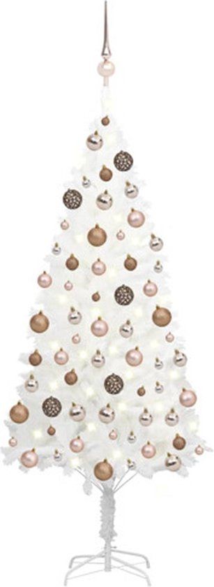 vidaXL Kunstkerstboom met verlichting en kerstballen 120 cm wit