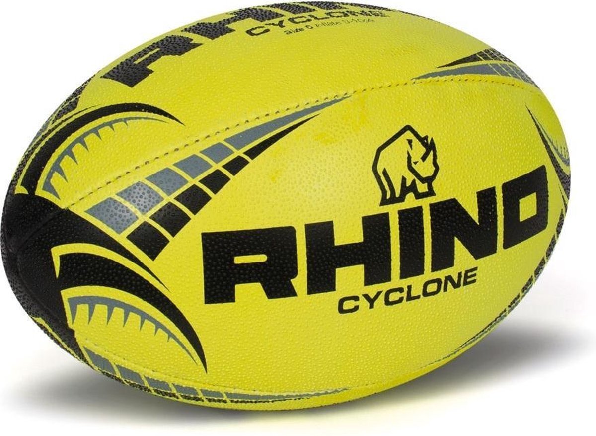 Rhino Rugbybal Cyclone Rubber/polyester Geel Maat 4