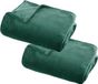 Atmosphera Plaid deken - 2x - groen - polyester - 130 x 180 cm - Bankdeken - Fleece plaid