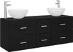 vidaXL Badkamerkastenset 3 st Zwart eiken 129 x 35 x 80 cm