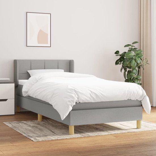 vidaXL Boxspring met matras stof lichtgrijs 90x190 cm