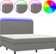 vidaXL Boxspringbed met matras en LED-verlichting, donkergrijs, 180x200 cm, gestoffeerd