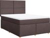 vidaXL Boxspring met matras Tissu Marron Foncé 160x200 cm