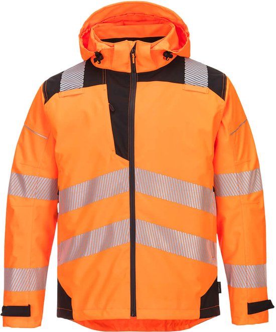 Portwest PW3 Hi-Vis extreme Regenjack PW360 - Oranje/Zwart - L
