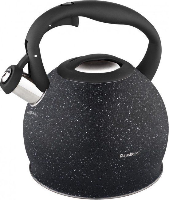KLAUSBERG Top Choice Fluitketel - 3L - RVS - Zwart - Alle Warmtebronnen