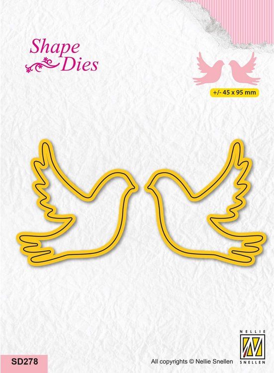 Nellie Snellen SD278 Shape Die Doves - Snijmal Duiven - Metaal