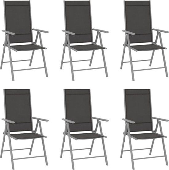 vidaXL Klapstoelen Textilene Zwart 6 stuks