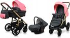 BabyLux® Poussette 3en1 – ASPERO - BLACK CORAL - Poussette pliable incl. Nacelle, Siège sport multifonctionnel pour poussette, Siège auto - Poussette combinée avec sac à langer, Housse de pluie, Moustiquaire, Porte-gobelet, etc.