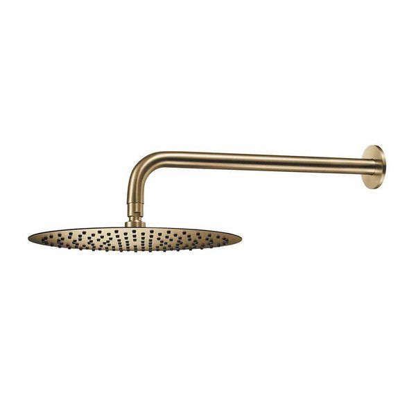 Qisani Flow 25cm ronde hoofddouche met wandarm Geborsteld Gold 25622.06