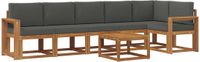 vidaXL - Hoek loungeset - 6 zitplekken - Natuurlijk en antraciet - Acacia hout