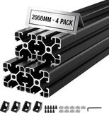VEVOR 4040 Profilés en aluminium, 4 Pièces, 2 m, Profilés en aluminium à fente en T anodisé selon la norme européenne, Profilé extrudé très résistant, Rail en aluminium pour pièces imprimées en 3D, établis CNC et assemblage, Noir