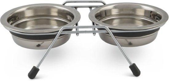 Beeztees rvs delux dinerset Lumara hond grijs 11 cm