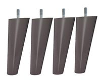 MARGOT Vintage passer Set van 4 bedpoten, hout, taupe, hoogte 17 cm