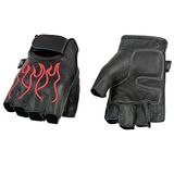 Shaf International Vingerloze handschoenen voor heren (zwart/rood, X-Large) (met geborduurde hot pin)