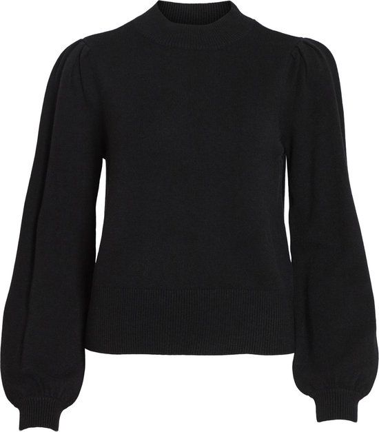 VILA VIRIL TURTLE-NK BALLOON L/S TOP - NOOS Dames Trui - Maat L - Zwart