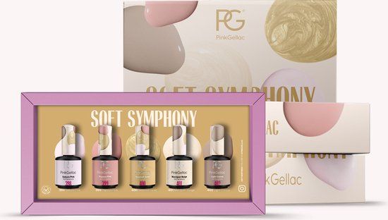 Pink Gellac Gellak - Collection Box Soft Symphony - Gellak Set van 5 x 15 ml Zachte Pastel Kleuren