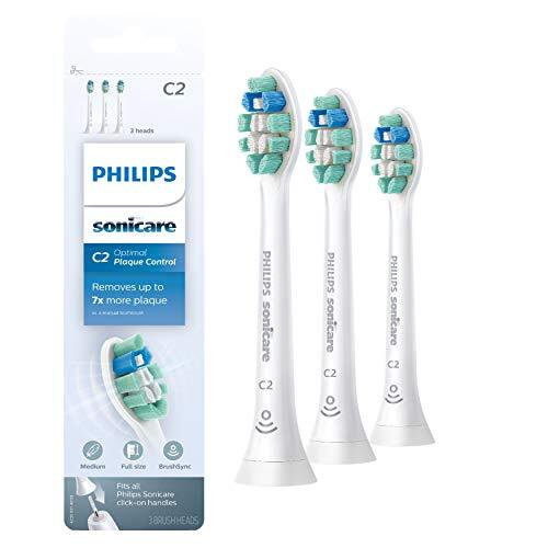 Philips Sonicare Original C2 Optimaal Plaque Control HX9023/65 Tandenborstelkoppen, 3 borstelkoppen, wit