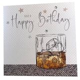 White Cotton Cards Handgemaakte mannen Happy Birthday Card Whisky, Wit, WB158 NIEUW