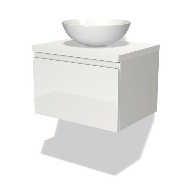 Maxaro Badkamermeubel Modulo Plato 60cm Hoogglans Wit 1 Lade Greeploos