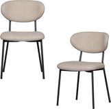 WOOOD Kjeld Eetkamerstoelen - Geweven Stof - Naturel - Set van 2