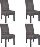 vidaXL Eetkamerstoelen 4 stuks kubu rattan en mangohout bruin
