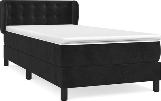vidaXL Boxspring met matras fluweel zwart 90x200 cm