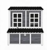 Bois poulailler - Enclos extérieur 100 x 86 x 100 cm - Avec portes et pondoir - Toit étanche - Marchepied - Adapté pour 3-4 poules - Gris