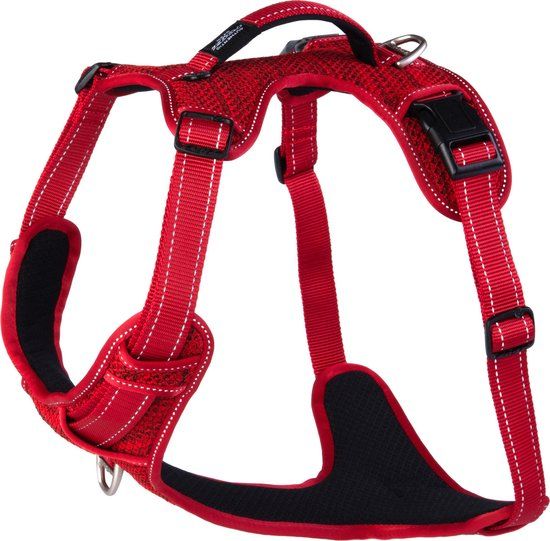 Rogz Explore Tuig Gevoerd Rood - Hondenharnas - XL 66-105 cm