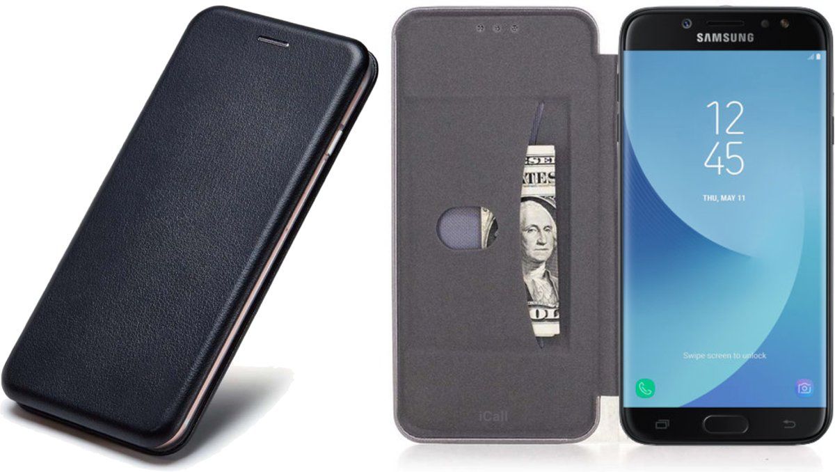 iCall Samsung Galaxy J5 2017 Book Case Hoesje Zwart - Flip Cover