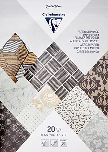 Clairefontaine 95098C Handgemaakte Papers, A4, 20 Vellen - Wit/Zwarten