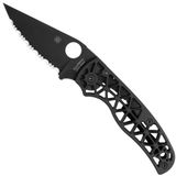 Spyderco Edgerati Black DLC C266BKALBKS Aluminum, CPM S30V serrated zakmes, Sal Glesser design
