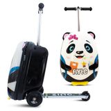 FLYTE folding scooter suitcase for children, hard shell, on wheels, 2 in 1, 18 inches, 25 liters capacity, Penni the Panda