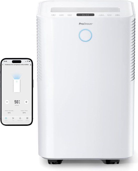 Pro Breeze OmniDry 20L/dag Compressor Luchtontvochtiger met Smart App