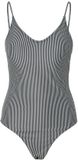 Pieces Dames Badpak PCBAOMI Ronde Hals Zwart/Wit Gestreept - Maat M